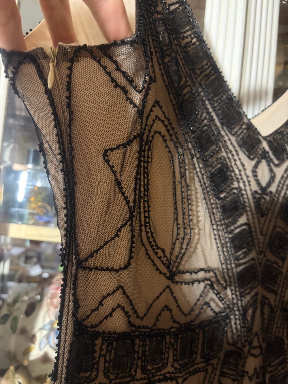Black & cream lace 1920 flapper dress XL - Picture 7 of 11